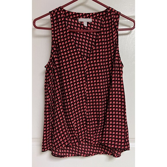 Chelsea28 Women's Sleeveless V-Neck Tank Red Black Size Small Hi Low - Picture 1 of 7